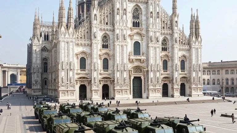 Illustration for: Meloni Sends 500 Soldiers to Milan Ahead of New Protests