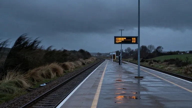 Illustration for: Storm Boelo halts northern rail services as 80mph gusts loom